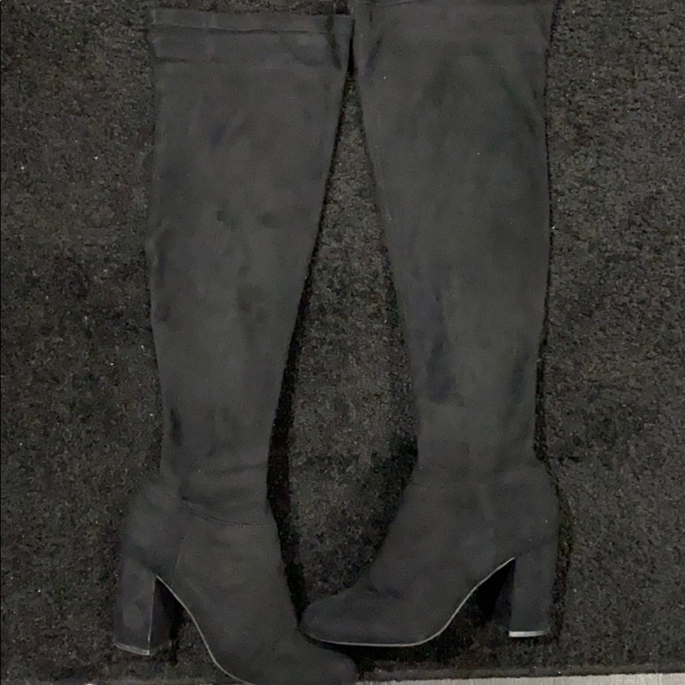 Black Suede Knee Boots